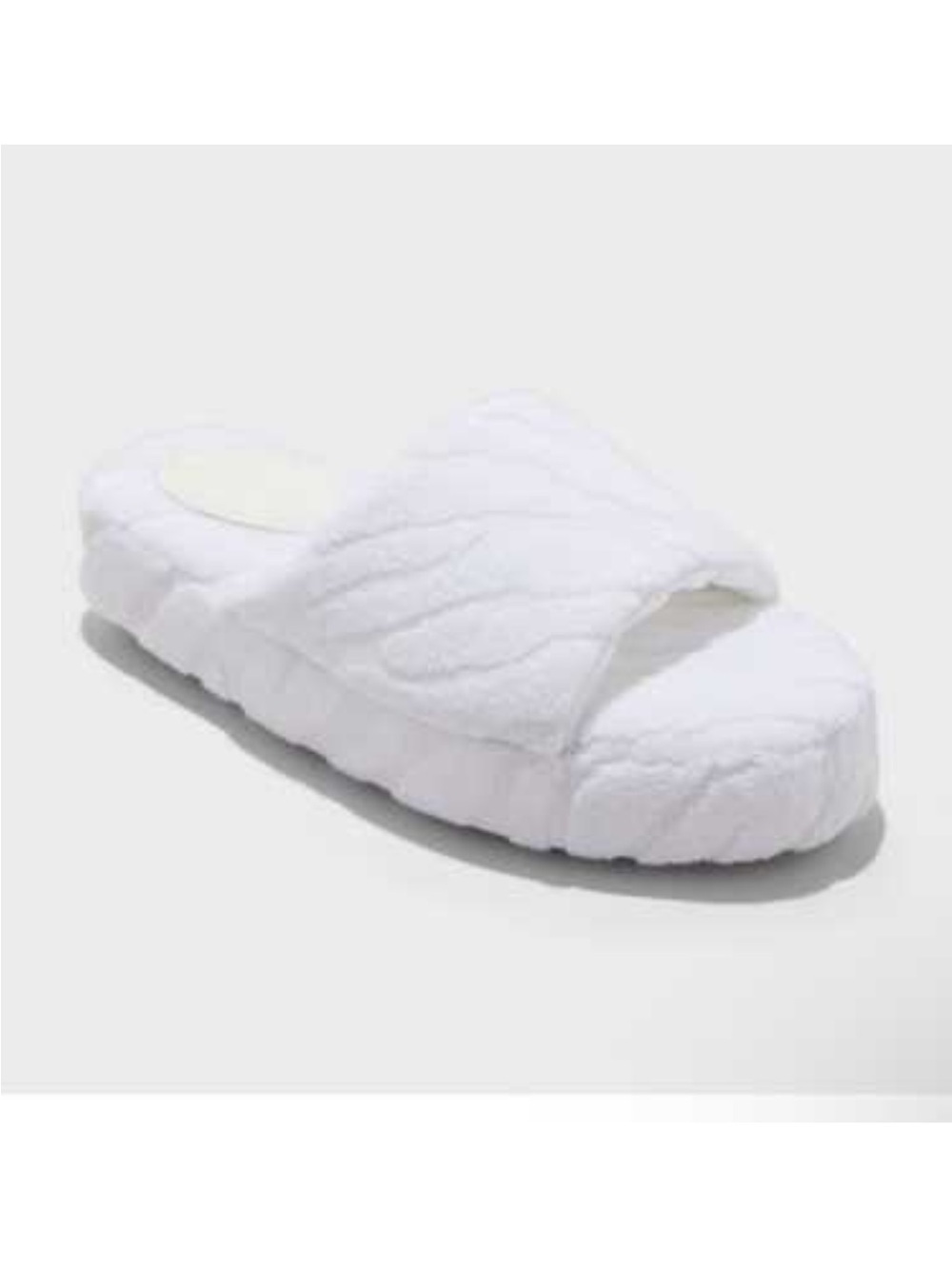 Auden White Plush Slide Slippers Size XL 11/12